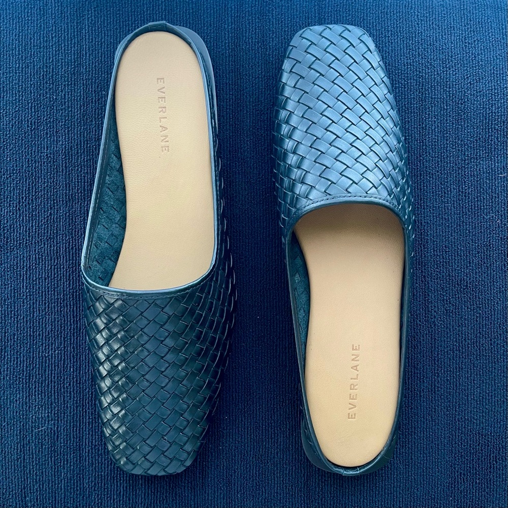 NEW Everlane Woven Braided Leather Mules Loafers in Black | Women’s 9.5